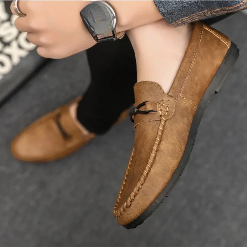 Fashion PU Leather Men Casual Shoes Slip on Formal Loafers Luxury Brand Comfortable Men Moccasins Italian Soft Male Driving Shoe