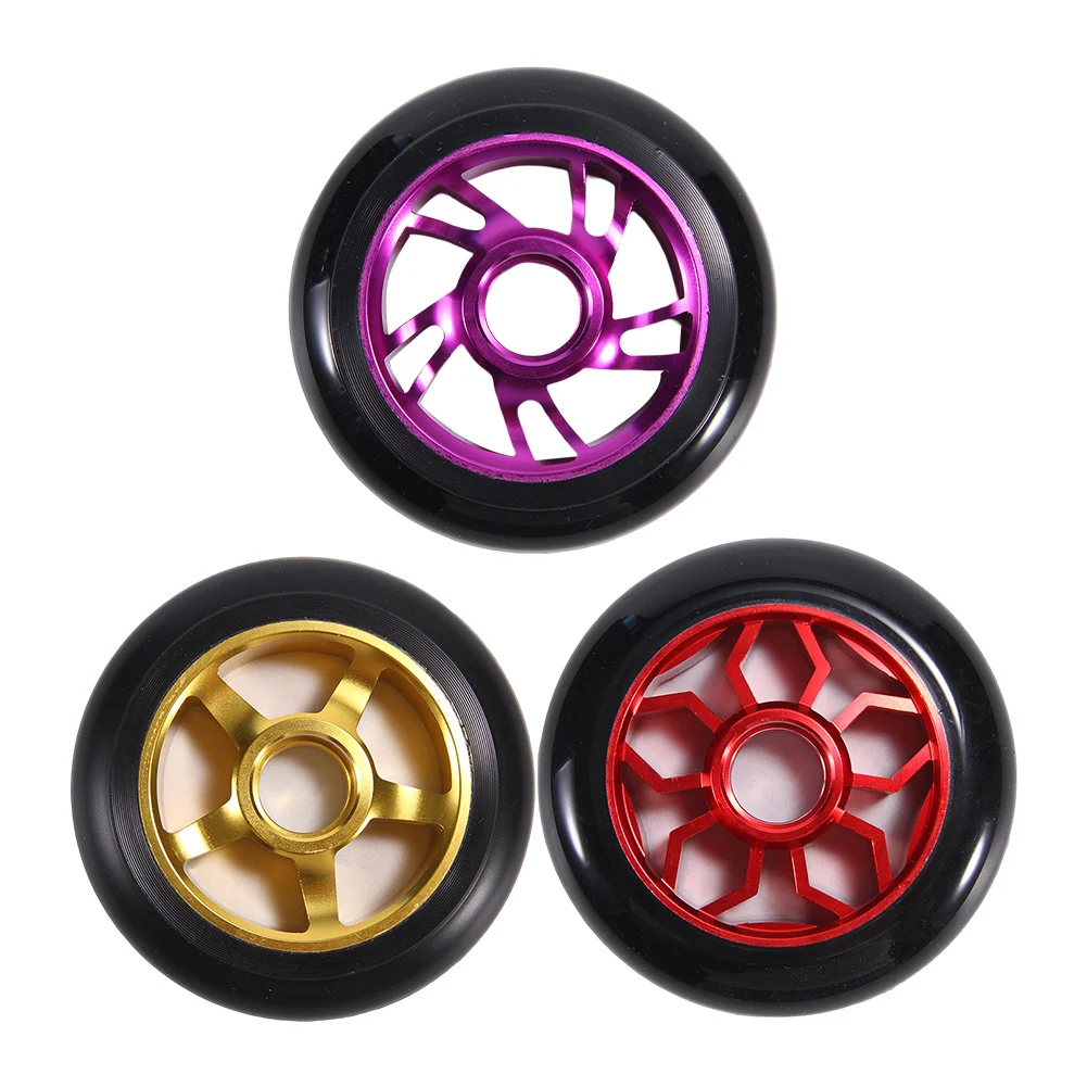 CNC Processed Hub 100mm Scooter Wheels For Daily Commuting Long Service Life Polyurethane Outer Tire Professional Scooter Parts