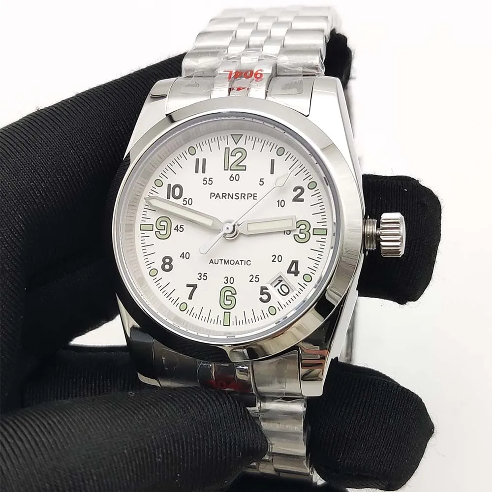 Мужские автоматические механические часы Panrper, 36 мм, водонепроницаемый корпус из нержавеющей стали, механизм NH35, прозрачная задняя крышка