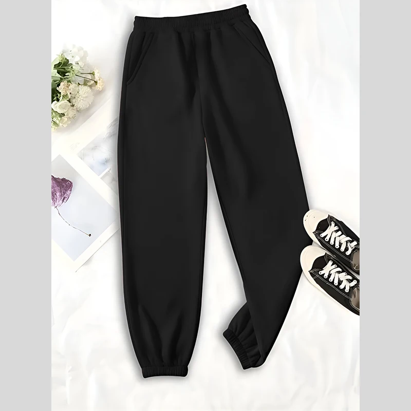 Women's Pants Casual Niners Elastic-waisted Solid Color Pants Fashion All-match Women's Ankle Pants Pockets Female Clothing