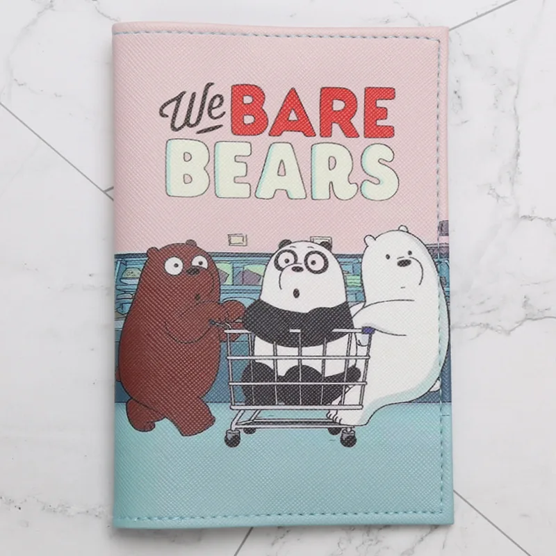 Lovely Bear Cartoons Passport Cover PU Leather Letter Women Men Passport Holder Travel Accessories Case Purse