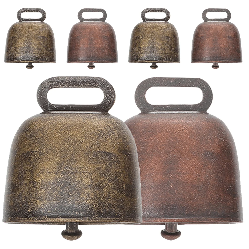 

6 Pcs Cowbell Jewelry Accessories Small Copper Vintage Cow Bells Metal Bell DIY Crafts Animal Anti Lose Device Christmas Party