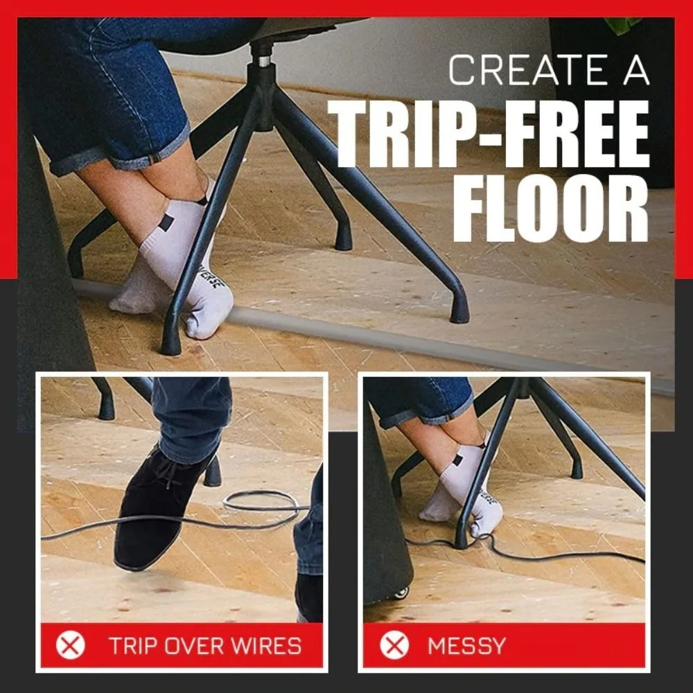 Anti-extrusion Floor Cord Cover Trapezoid Durable Extension Wiring Duct Protector Self-Adhesive Cord Protector Home Outdoor