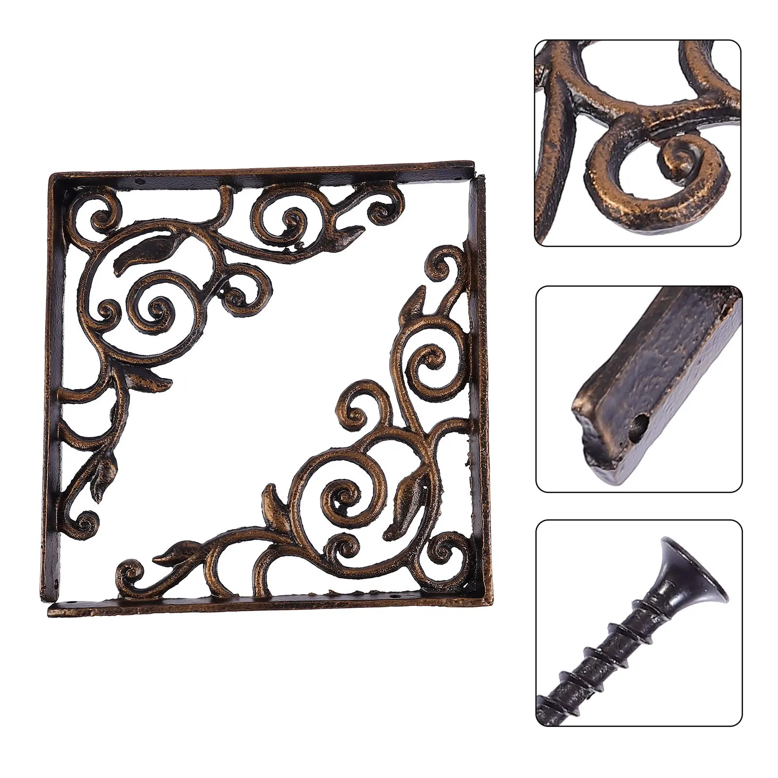 Iron wall rack support for home owners to keep rooms organized with 2 golden brackets