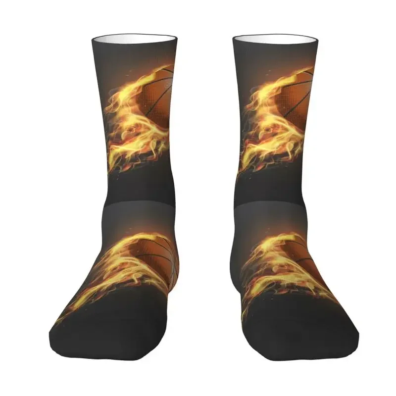 

Burning Basketball Men Women Crew Socks Unisex Funny Spring Summer Autumn Winter Dress Socks