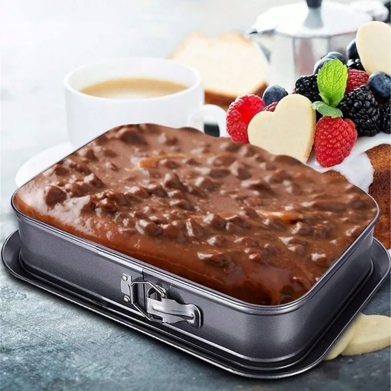Leak-Proof Rectangular Cake Pan 11.03in, Non-Stick, Removable Bottom for Cheesecakes & Desserts, Oven & Dishwasher Safe