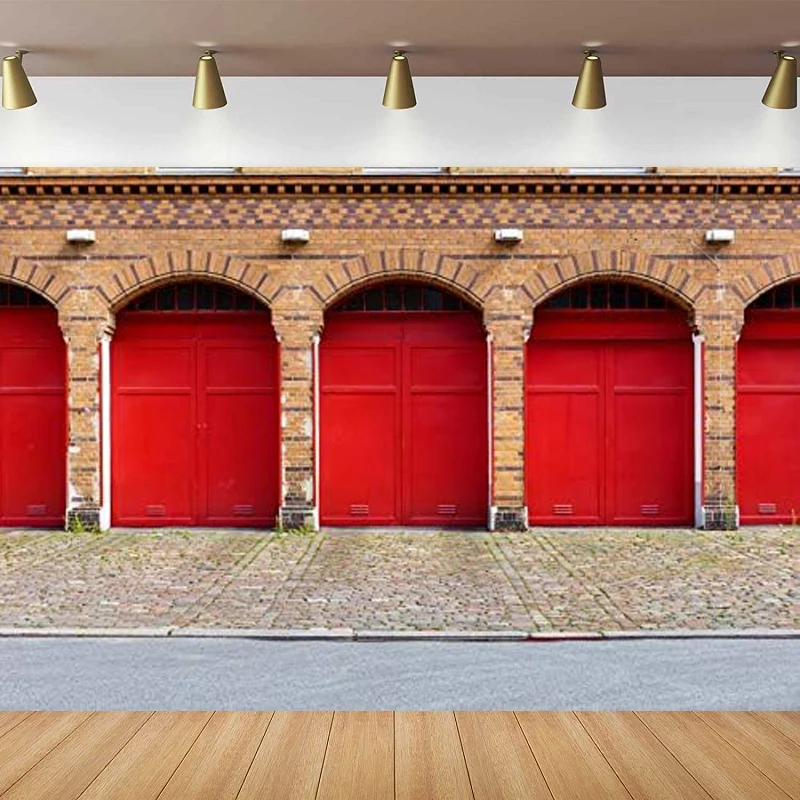 Feuerwehr für Fotografie Hintergrund Haustür Feuerwehrmann Hintergrund Kinder Erwachsene Reise Photo Booth Shooting Studio Requisiten