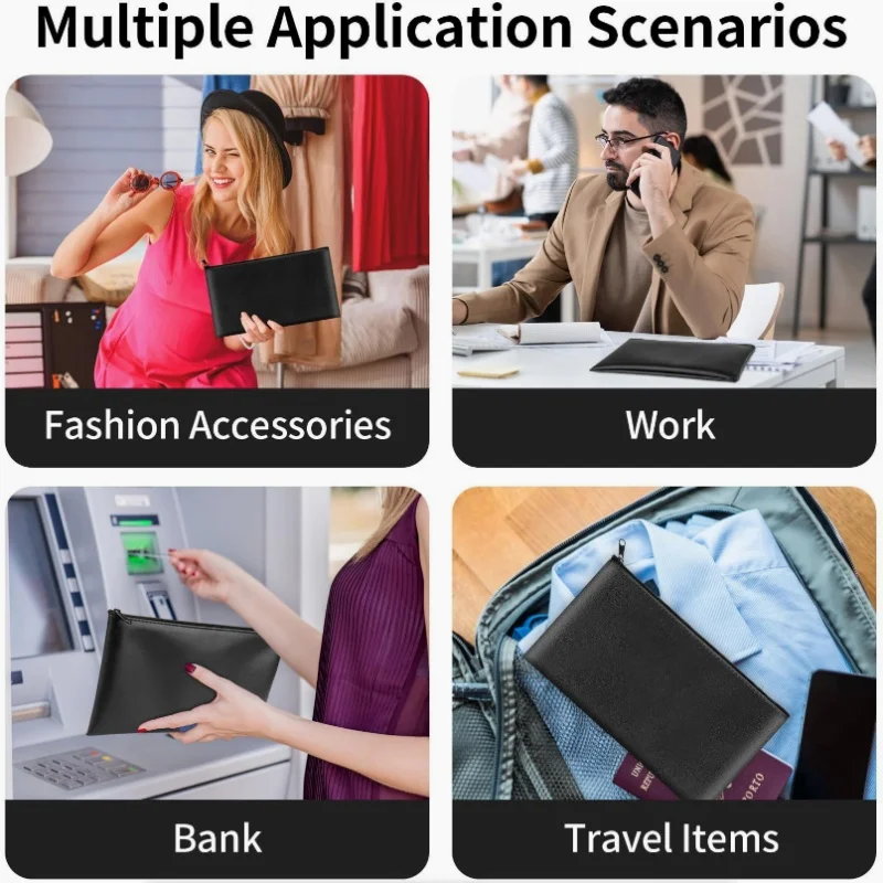 Bolsa de Cuero con Cierre - Multifuncional, Gran Capacidad, Correa para Archivos, Cartera, Bolsa para Papelería, Adecuada para Guardar Artículos de Uso Diario