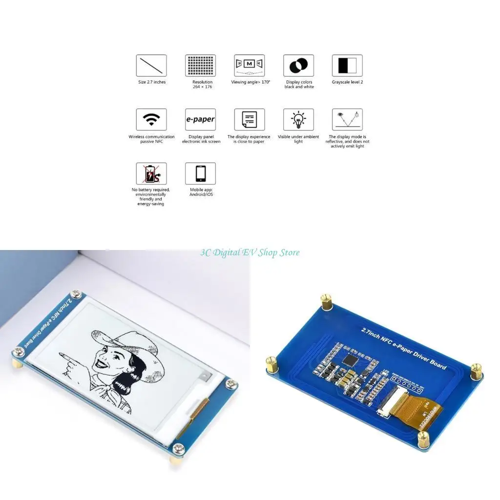 

E74D 2.7inch Passive NFCPowered ePaper Evaluation set Bundle with ST25R3911B Card