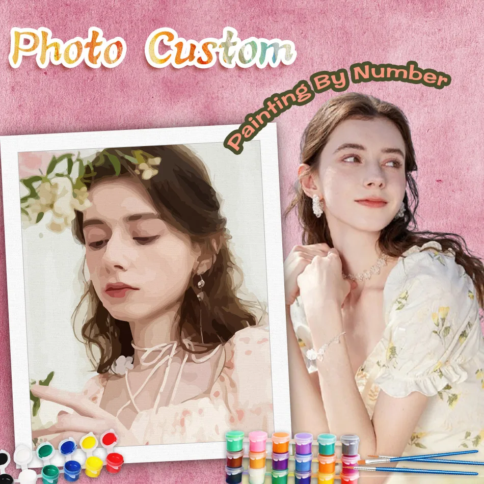 

CHENISTORY Customized Photo Custom Paint By Numbers Pets Child Diy Kit Picture For Living Room Home Decoration