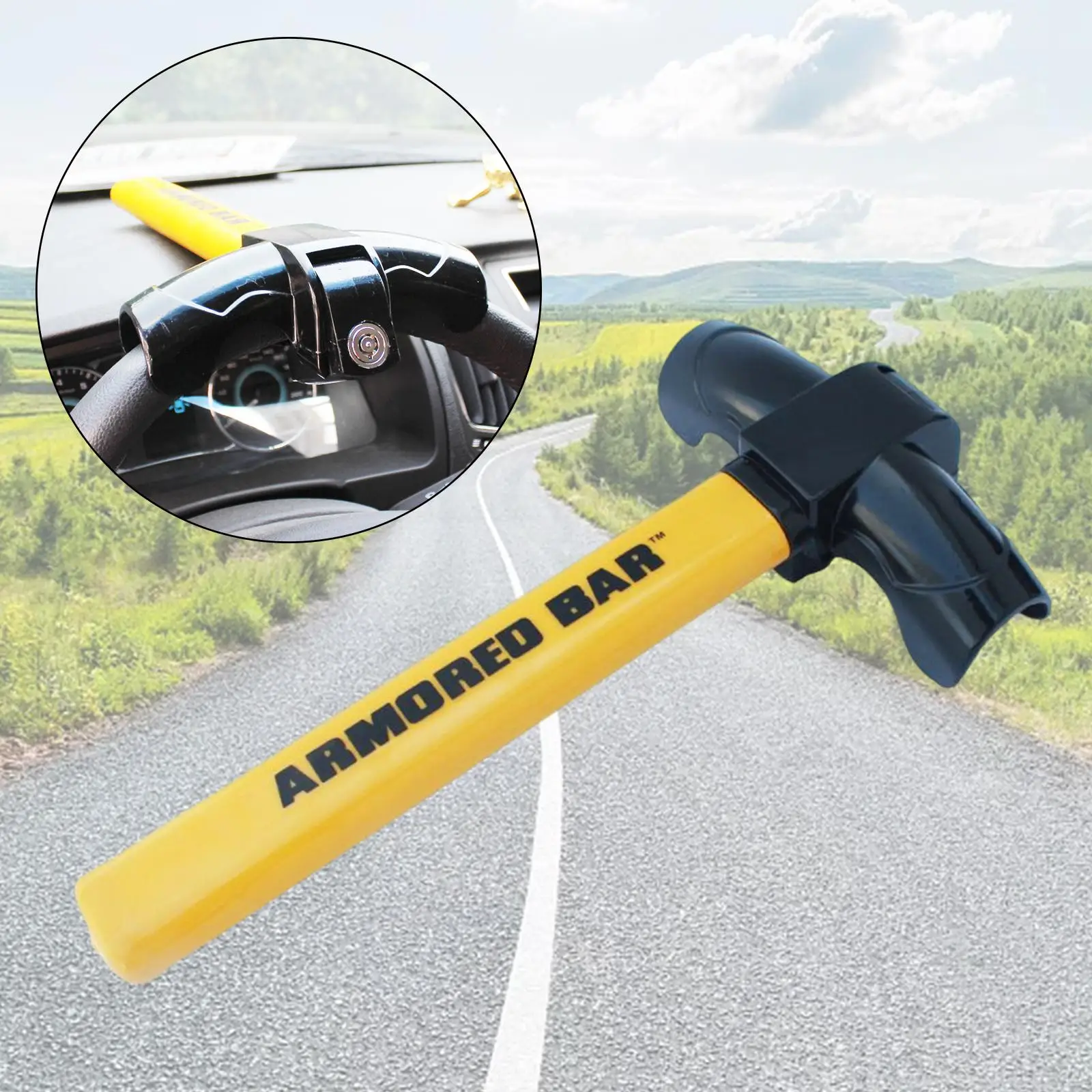 Automotive Steering Wheel Lock with 2 Keys Anti Theft for SUV Vehicles