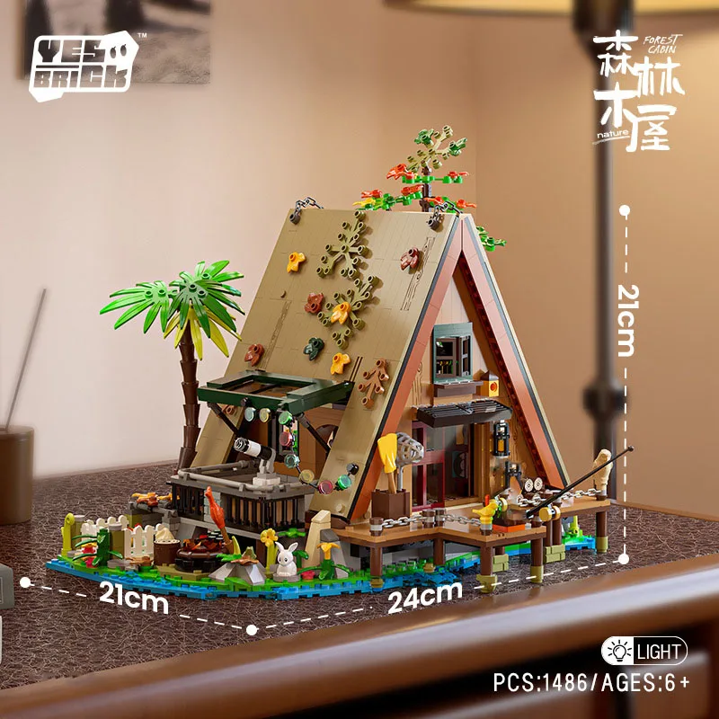 City MOC 1486pcs Forest Cabin Mini Size Building Blocks DIY City Street View Cottage Village House Bricks Toys For Children Gift