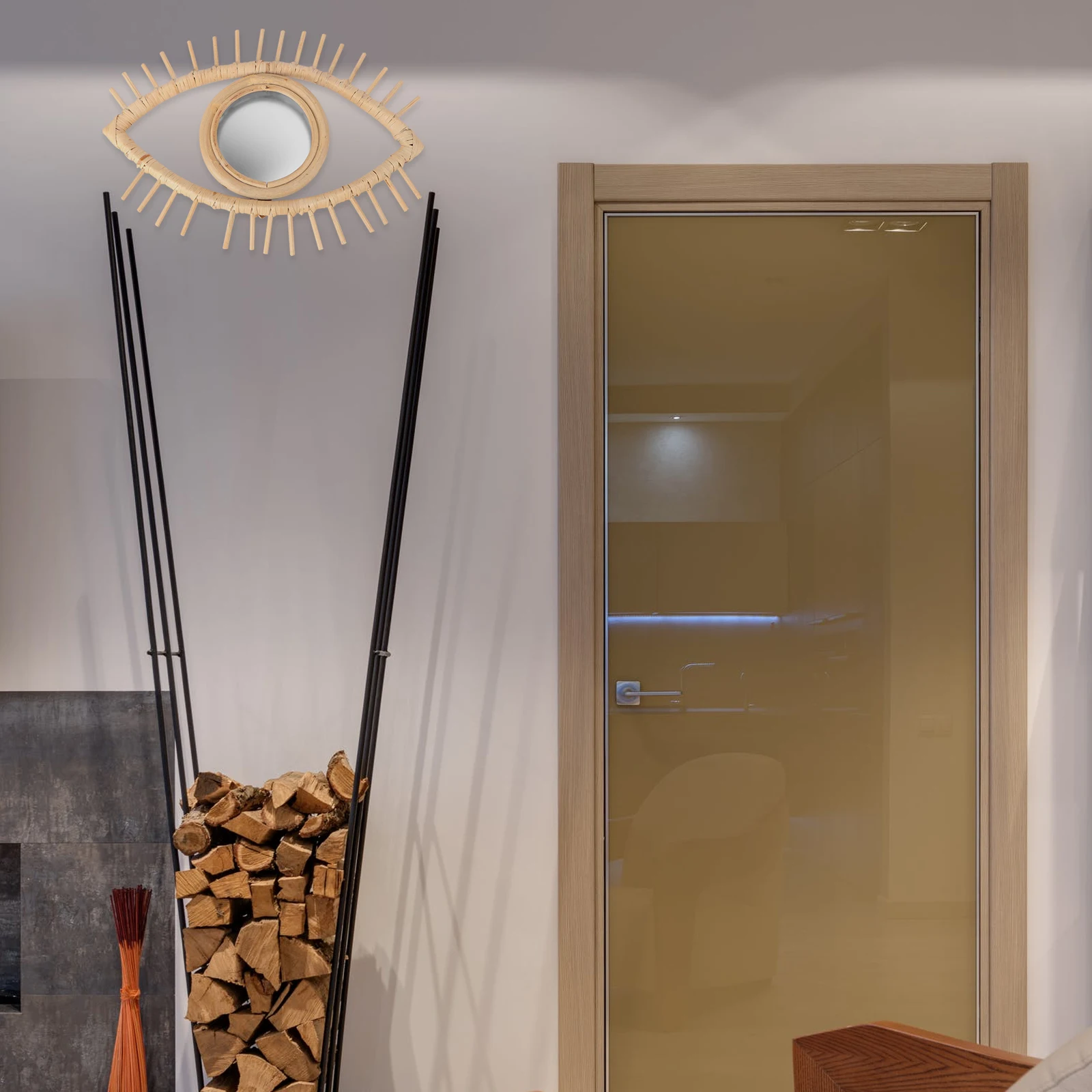 

1Pcs Nordic Style Wall Mirror Woven Appearance Creative Wall Decor Indoor Decorative Mirror Home Decoration Home Decor