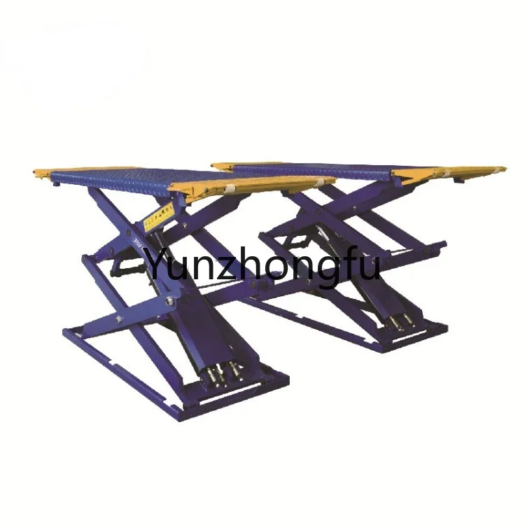 Ce Approved Customized Red Portable Automotive Full Rise Profile Scissor Car Lift With Skid Plate