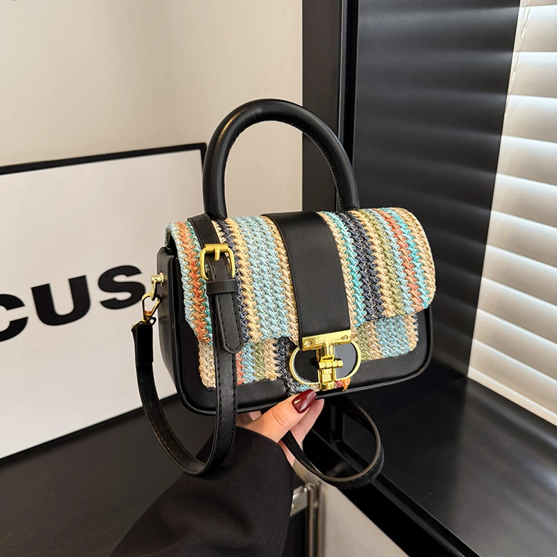 

High-End Minimalist Vintage Crossbody Bag For Women With Trendy Letter Logo Design And Large Capacity Solid Color