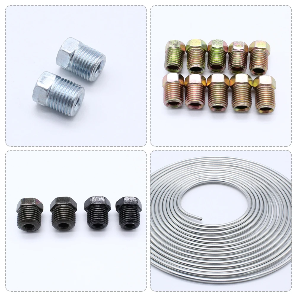 

1 set 1 Set Tube Replacement Tubing Coil Fitting Kit Flexible Durable Corrosion Resistant Auto Brake Line For Hydraulic