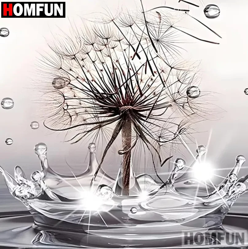 

HOMFUN 5D Diamond Pattern Rhinestone Needlework Diy Diamond Painting Cross Stitch "Scenery Dandelion" Diamond Embroidery
