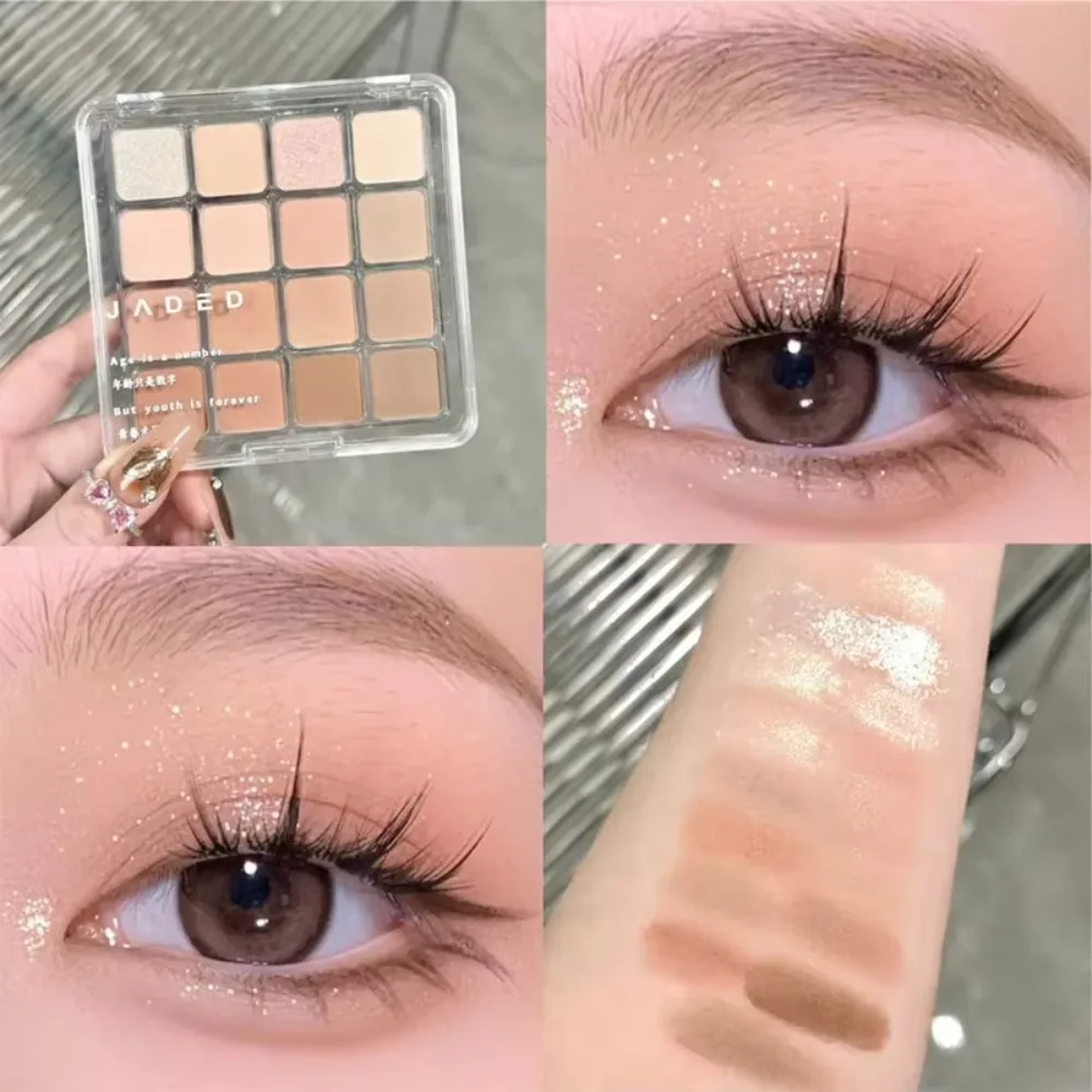 New 16 Colors Eyeshadow Palette Neon Warm Nude Matte Eyeshadow Palette Pigment Long Lasting Sequins Eyeshadow Eye Makeup Tool