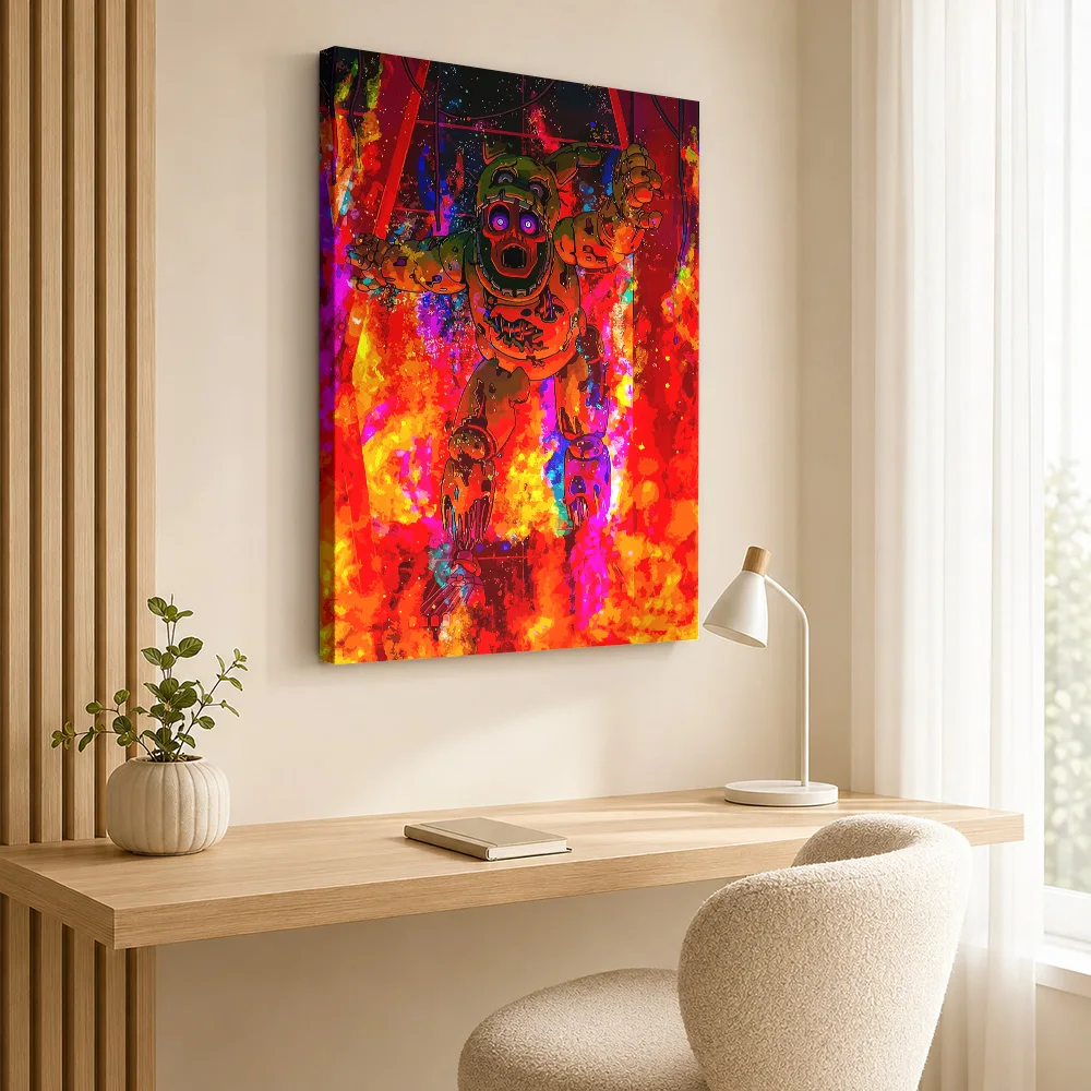 Five Nights At Freddys Game Cover Art Canvas Posters Cinematic Style Wall Decor With Customized Photo For Study Ideal Teen Gift