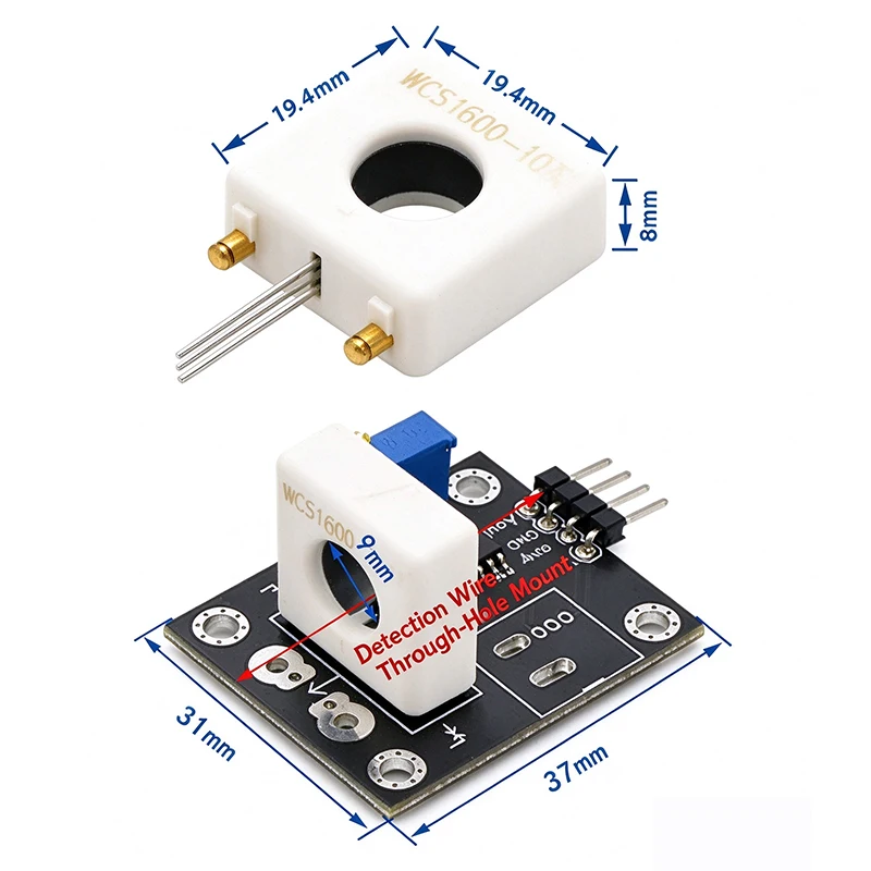 WCS Series Hall Current Sensor Module WCS1500 WCS1600 WCS1700 WCS1800 35A-200A Open Loop Current Detector For Power Monitoring