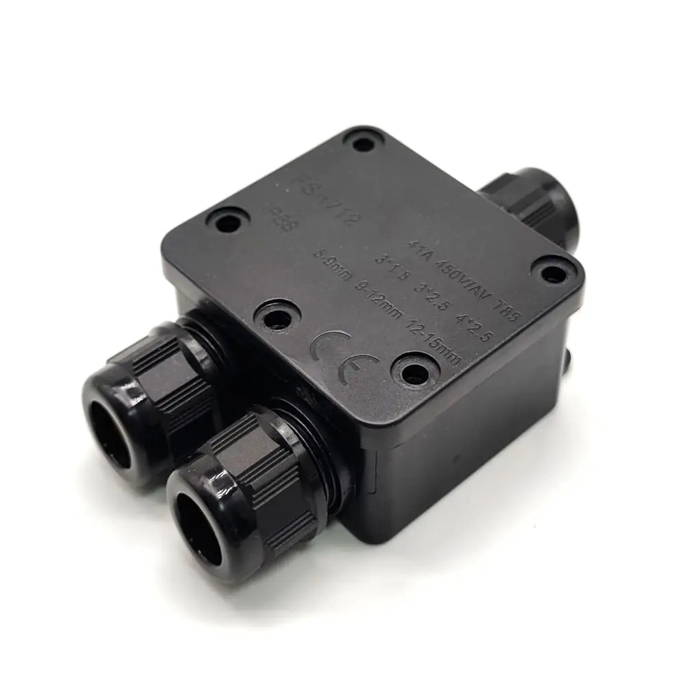 Three-Way IP68 Waterproof Junction Box FSH712 Y-Shaped Sealable Cable A1 Set (5-9Mm Sealing Ring + PA10 Terminals Screws)