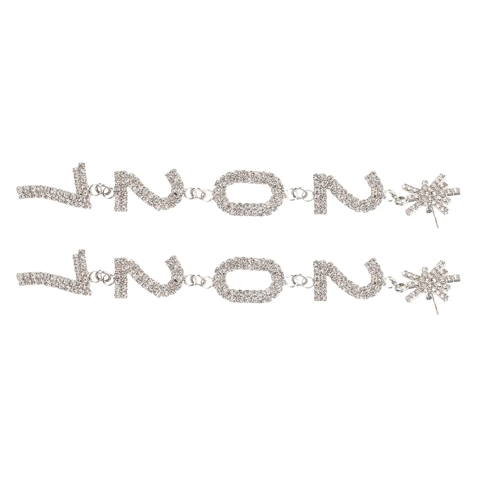 1Pair Rhinestone Snow Flake Earrings Dangle 5.7 Inch Long Sparkly New Year Earrings Women Holiday Jewelry Party Silver