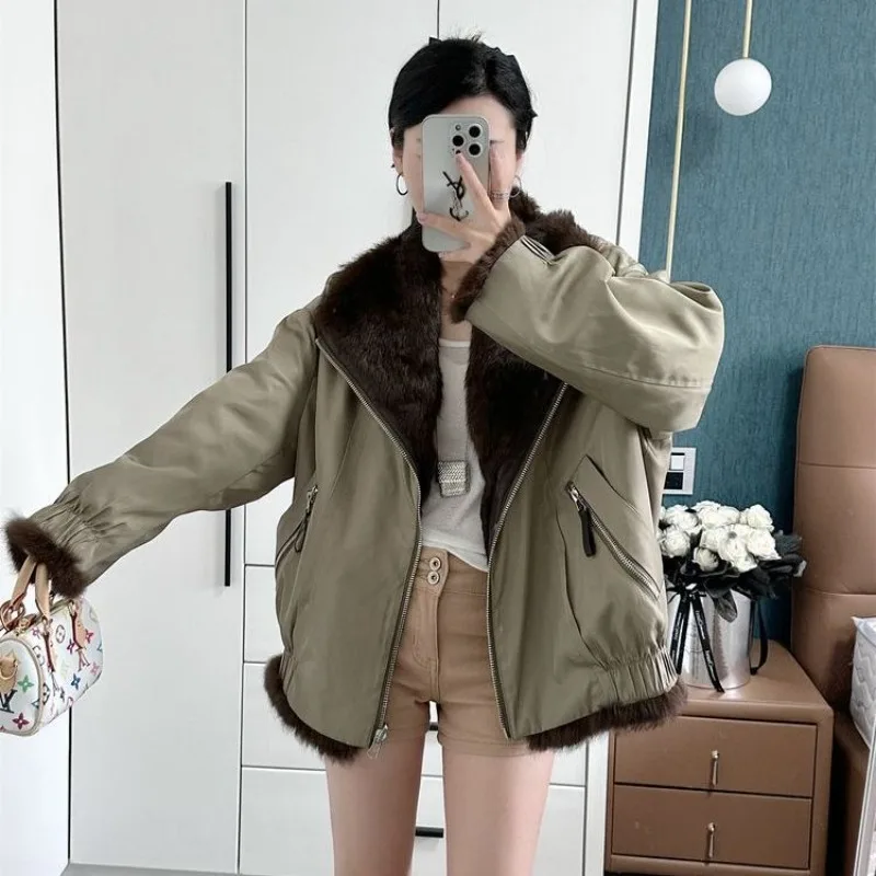 

Осень и зима 2025 года, новый стиль, модные двусторонние парки с лацканами, свободная темпераментная куртка, женская одежда