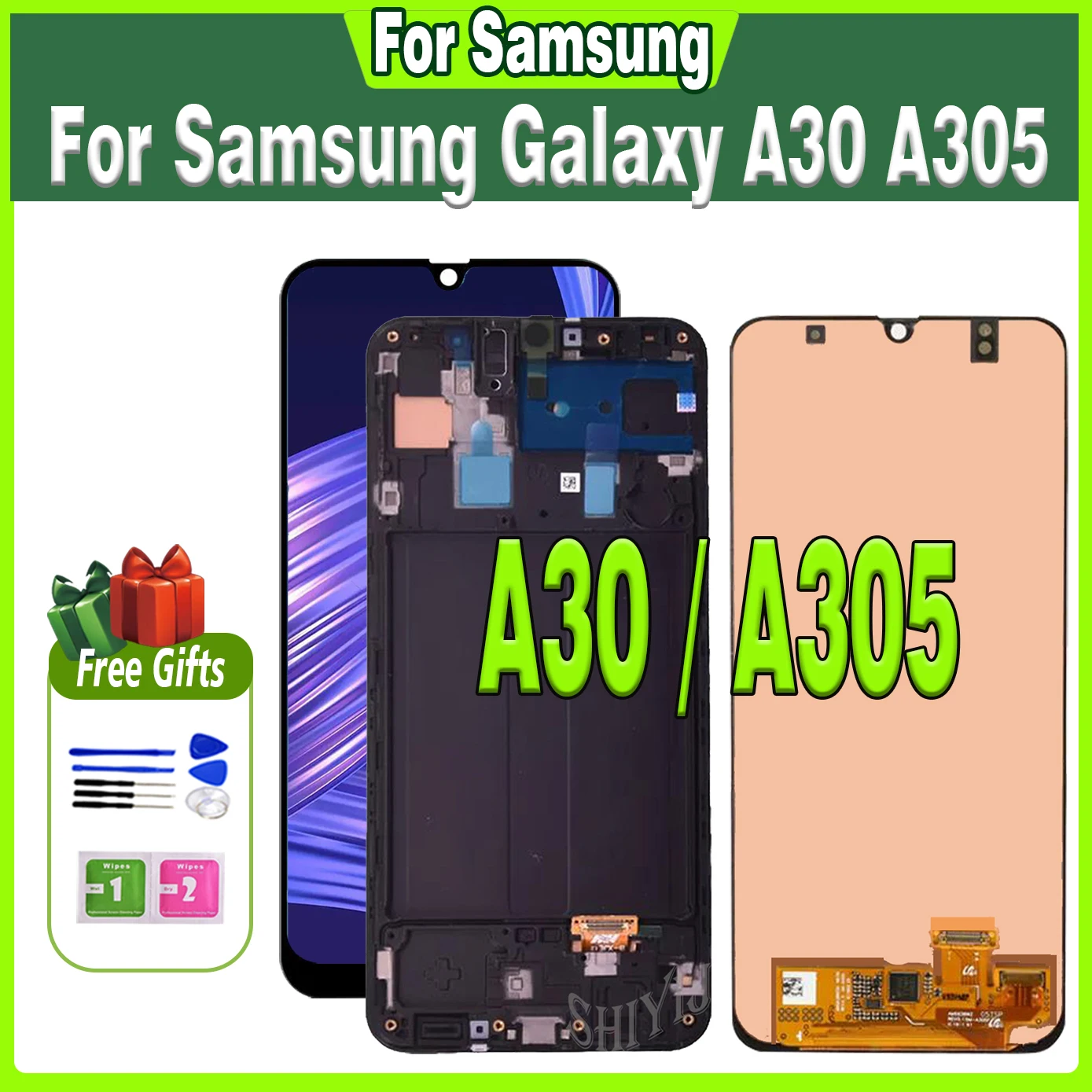 100% Tested Super AMOLED For Samsung A30 2019 A305 LCD Display For Samsung A30 A305F LCD Screen Touch Digitizer Assembly Repair