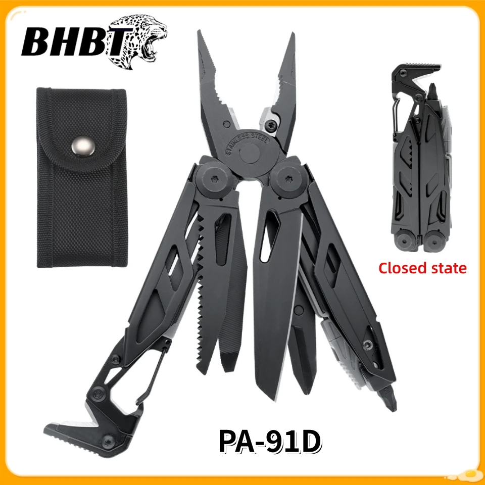 

BHBT PA-91D 14-IN-1 Outdoor Multitool Pliers Portable Outdoors Emergency Folding Tool Set With Whistle Scissors Buckle Tools