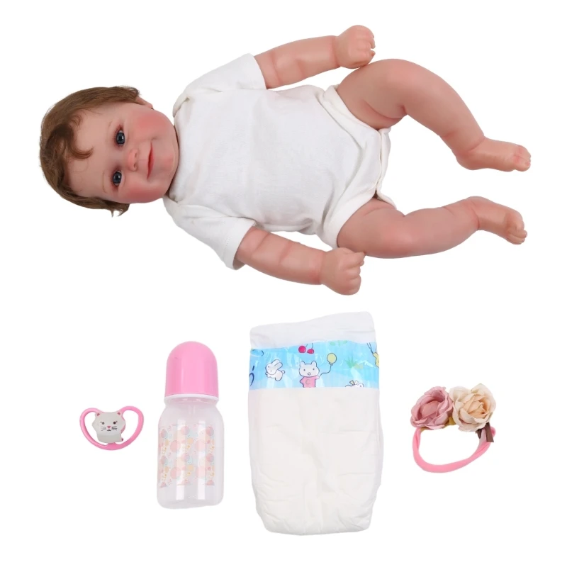 

20'' Toy Figure Interaction Toy Full Body Vinyl Simulation Baby Bath for Doll that Look Real for