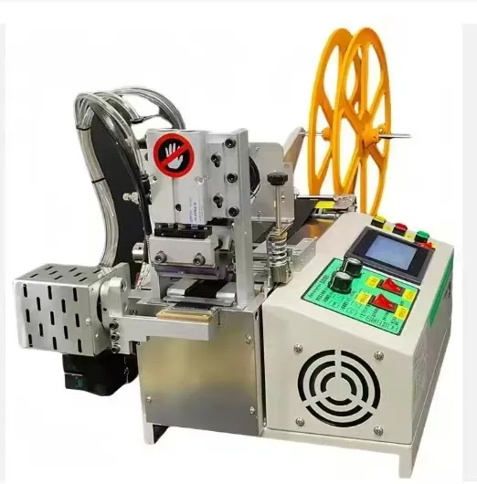 

Industrial High Speed Automatic Bibbon tape hot cutting and folding machine