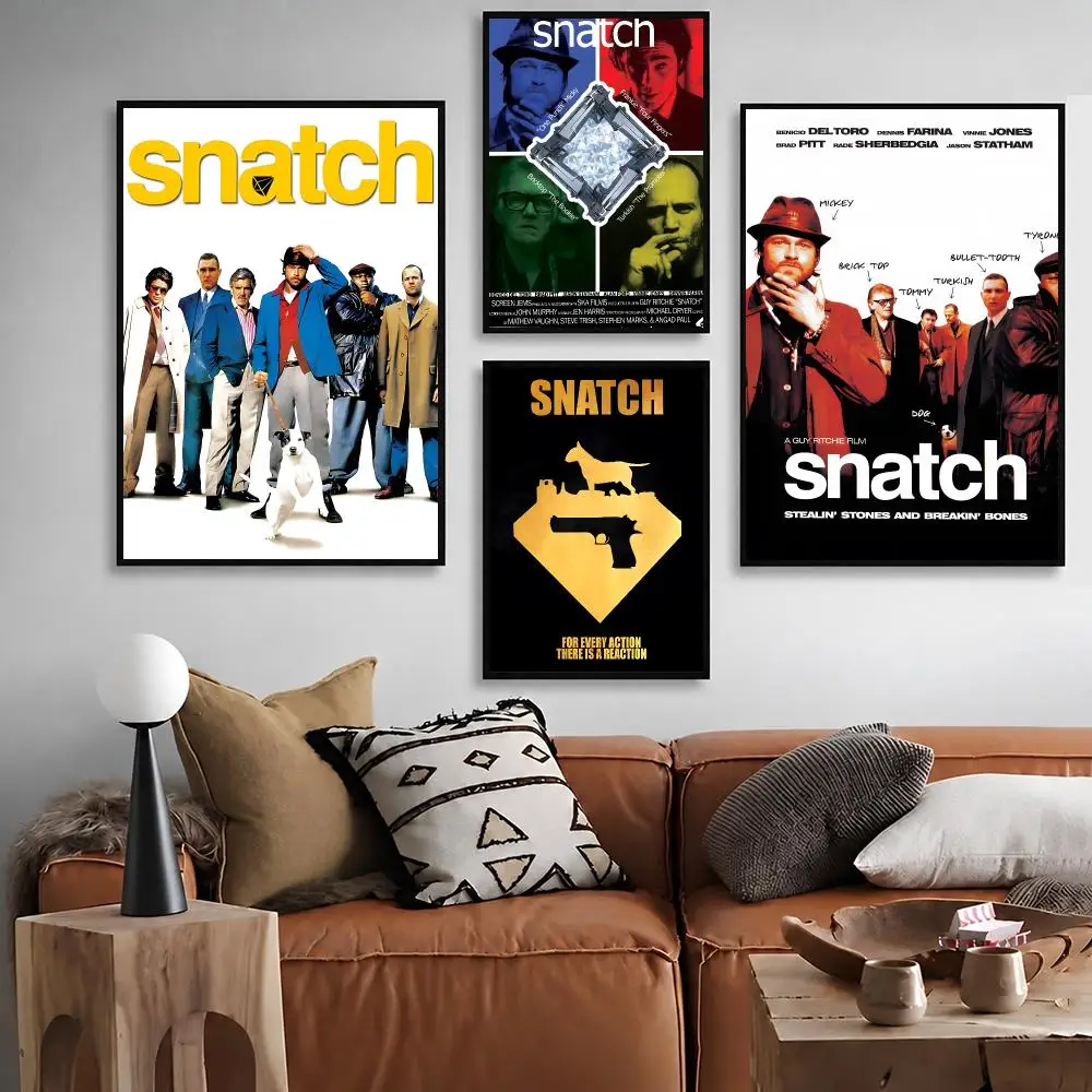 Movie Snatch Poster Waterproof Peel‑and‑Stick Wall Sticker, Art Print for Bar Cafe Living Room