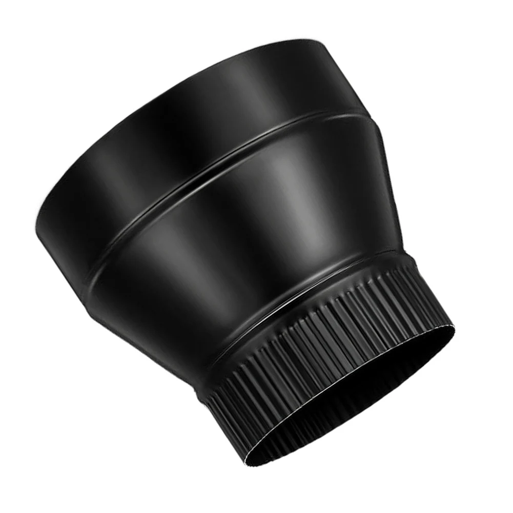 Heavy-Duty 8 To 6 Inch Stove Pipe Reducer Black-Metal Duct Adapter For Safe Chimney Retrofit And HVAC Exhaust- Easy Install