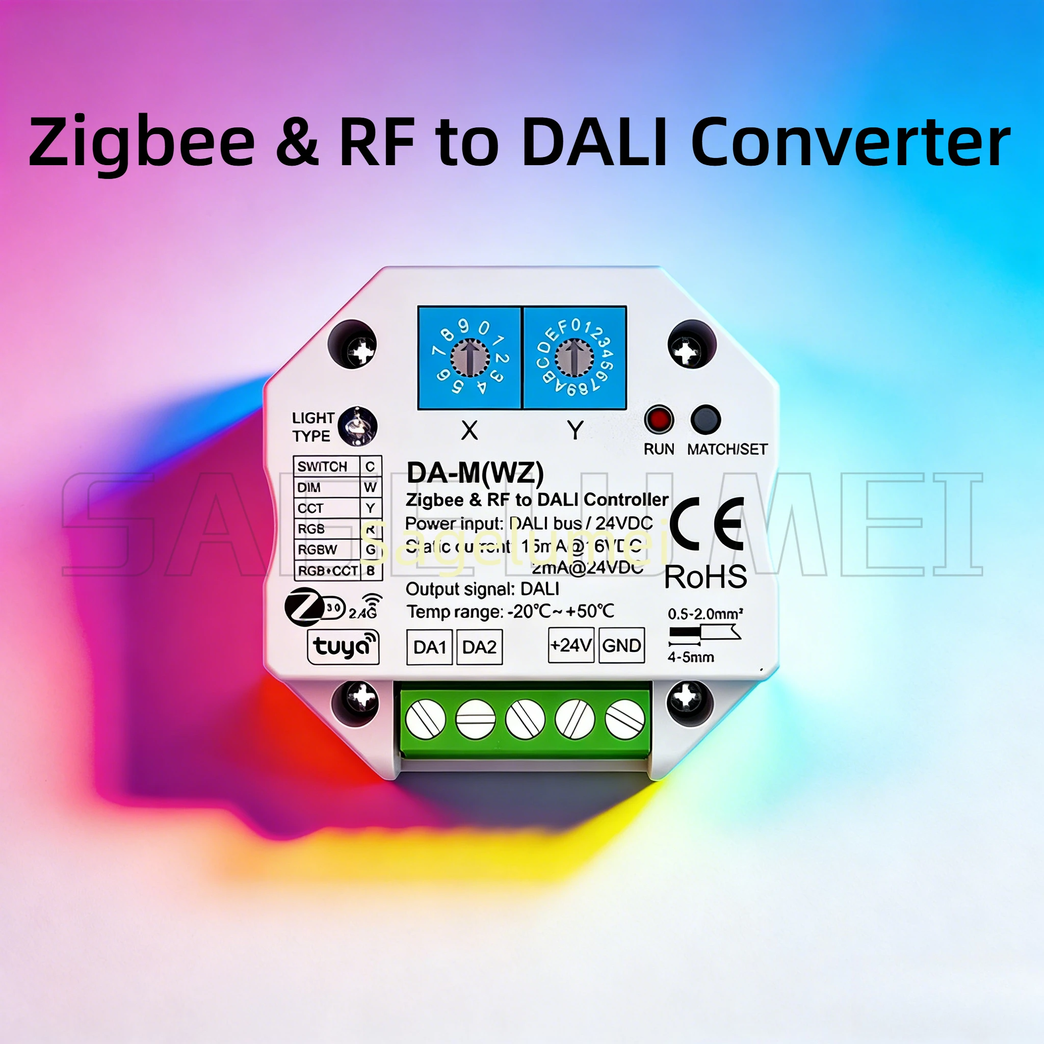 DA-M(WZ) Zigbee&RF to DALI Converter DC24V 6 in1 Tuya APP Cloud /HUE /Wireless remote/Powered by DALI bus Control RGB+CCT RGBW