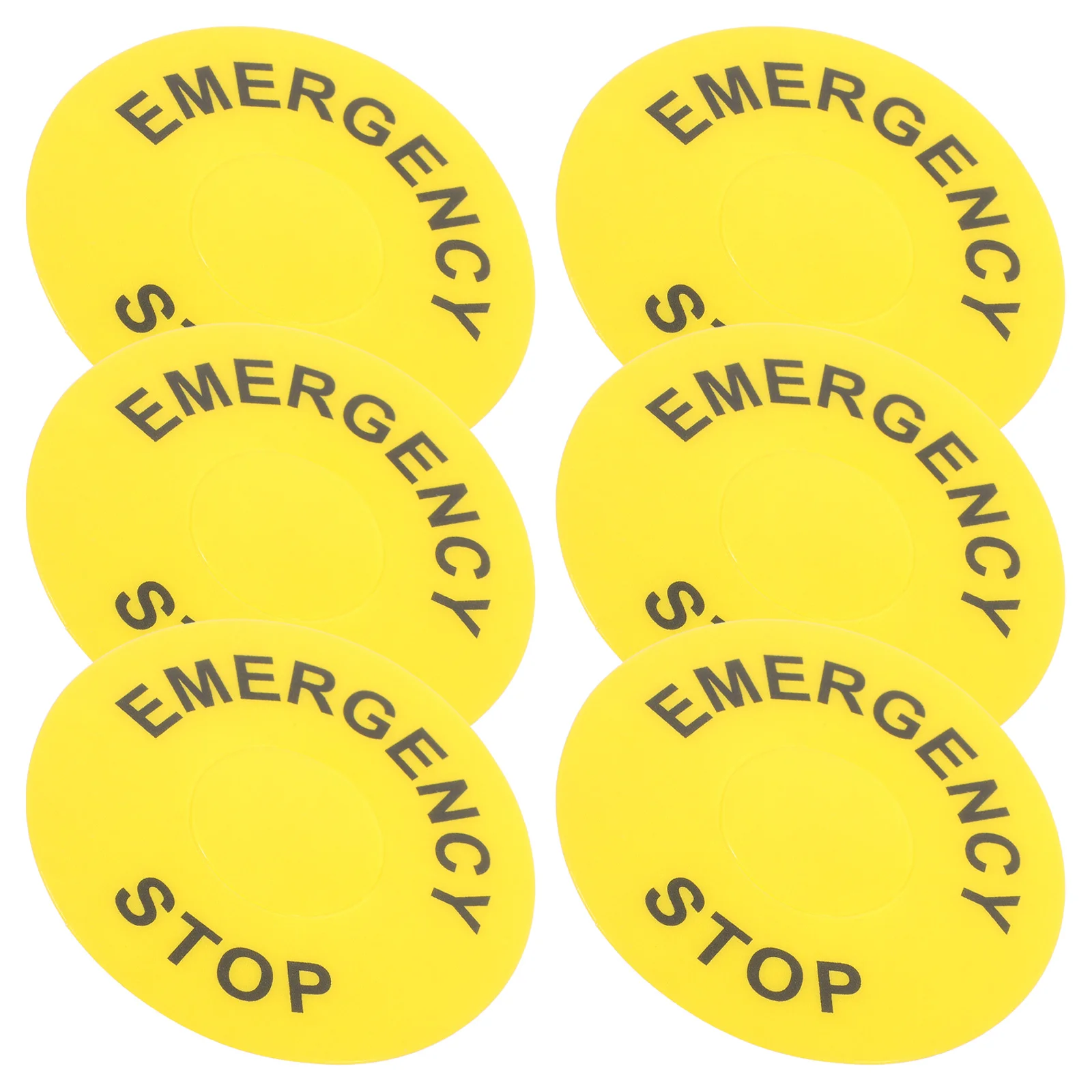6 Pcs Emergency Stop Button Label Warning Light Frame Sticker Sign Stickers Equipment Pvc