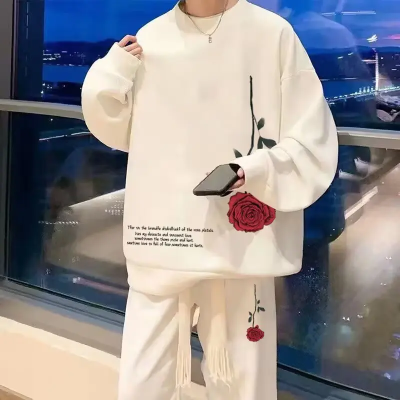 

Ленивый вафельный костюм с длинными рукавами, новый многоцветный выбор, простой и универсальный популярный тренд, художественный темперамент, Хараджук