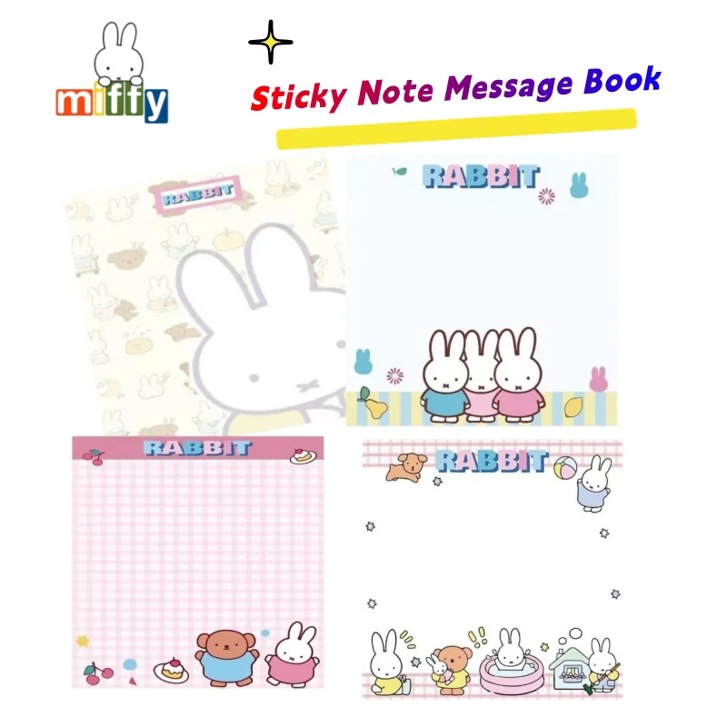 Miffy Rabbit Thickened Post-it Notes Message Book High Color Value Cartoon Cute Students Learn to Take Notes Sticky Note Book