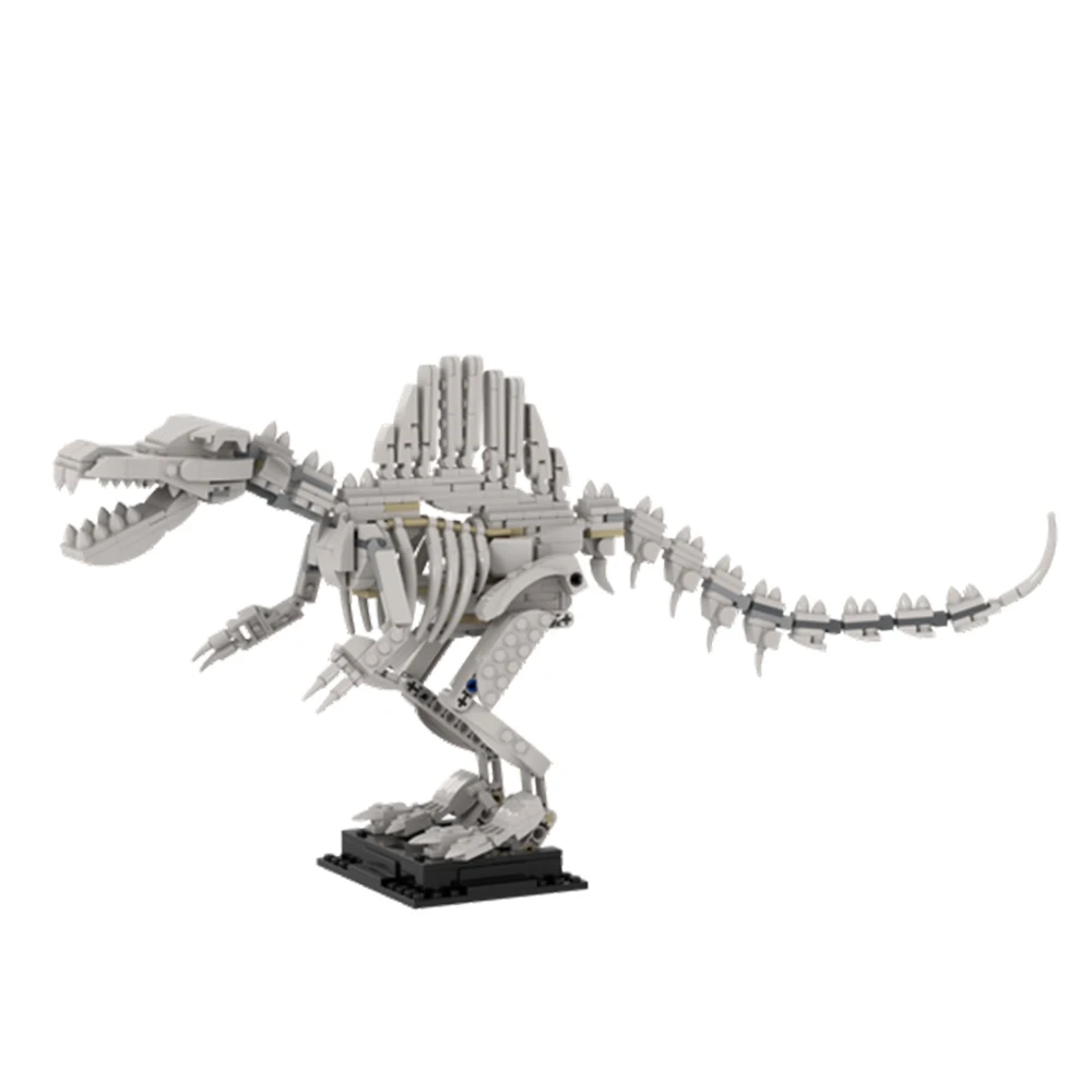 MOC Spinosaurus Skeleton Dinosaur Bricks Dinosaur Fossil Skeleton Model Building Block Kids Education Toy Birthday Gift