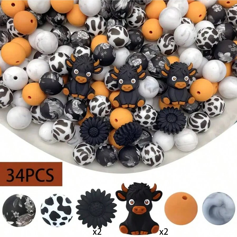 25/34-teiliges 3D-Tier-Silikonperlen-Set für DIY-Halsketten, Armbänder, Dekorationen, Stifte, Schmuckanhänger usw. Geburtstagsgeschenk für die Feiertage – Detail 12