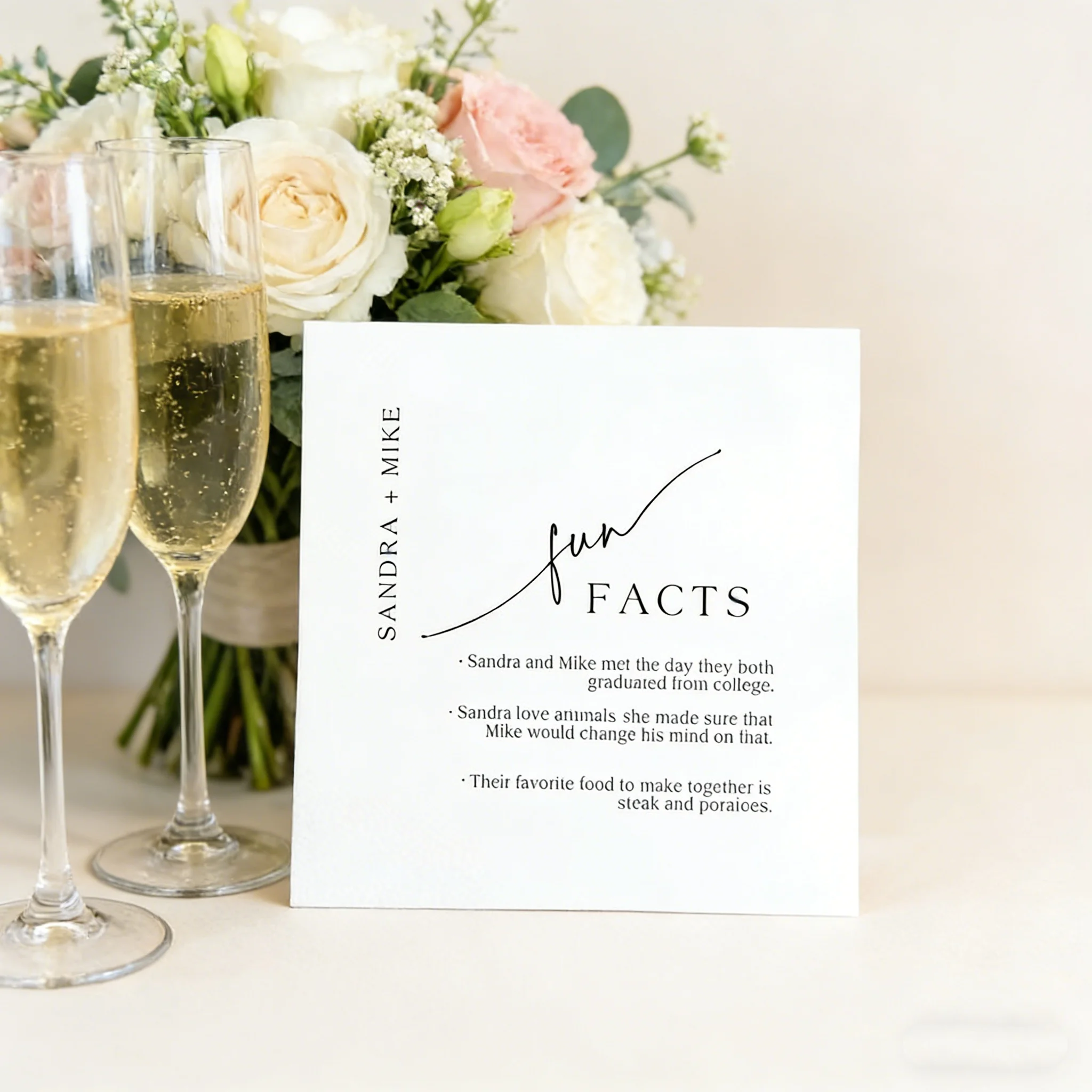 

50 шт. персонализированных свадебных салфеток с забавными фактами о паре, с фольгированным или чернильным принтом, для свадебного приема, девичника, вечеринки
