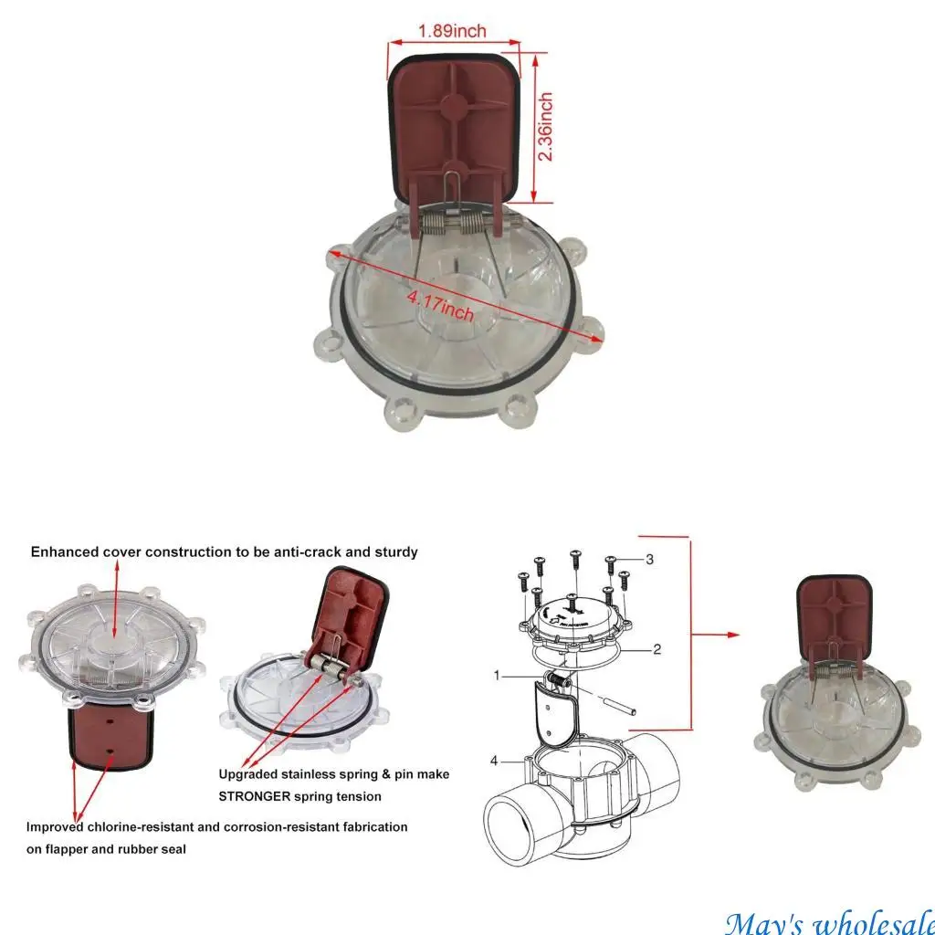 Swimming Pool Check Valves Repair Set Accessory with Valves Includes Flapper Assembly and Hardware Daily Use 448A