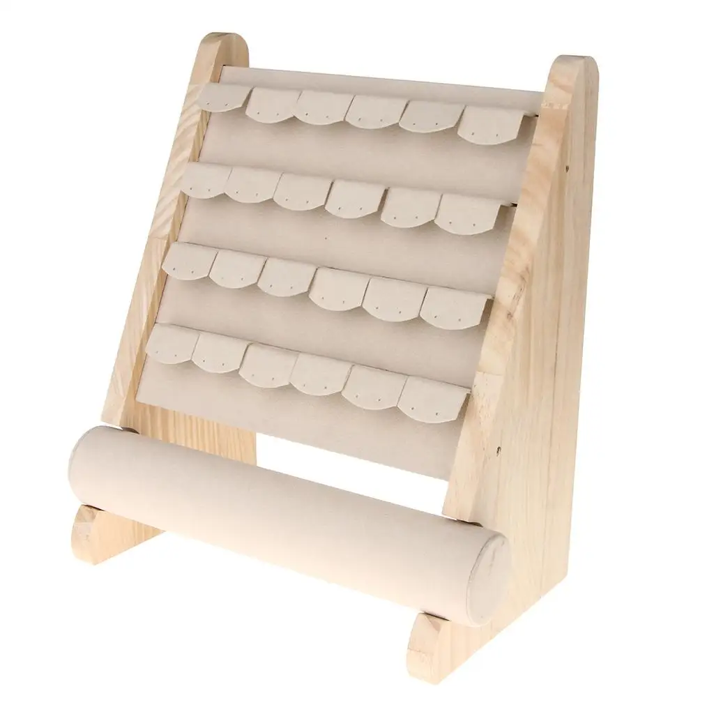 Organizzatore di gioielli in legno Rack Gancio Porta orecchini Gancio Collana Orologio Bracciale Stand Display Storage