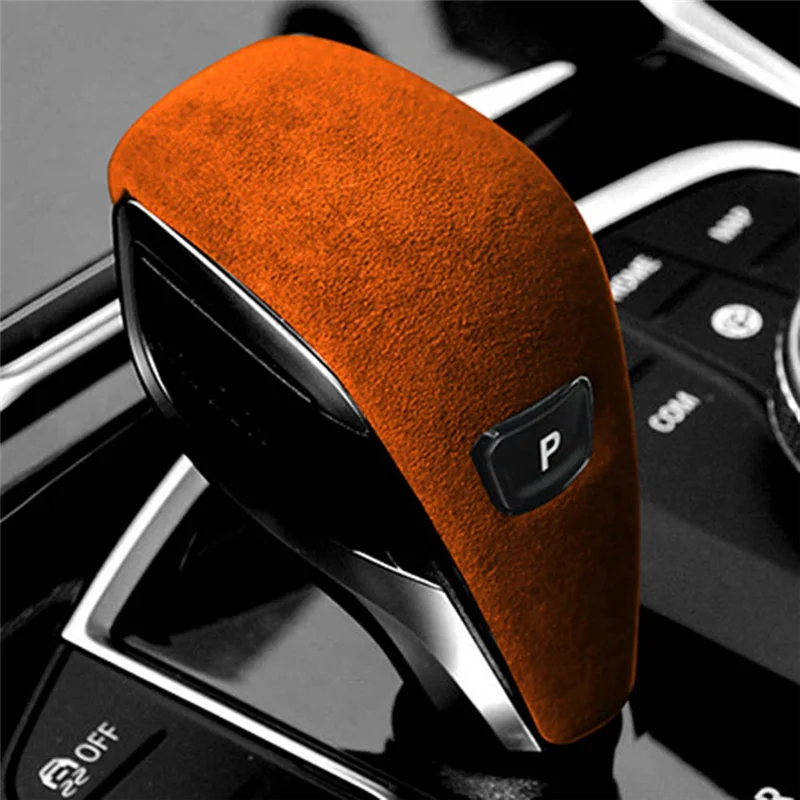 For BMW 3 Series 20-23 Suede Orange Tumbled Leather Shifter Cover Protective Cover Case