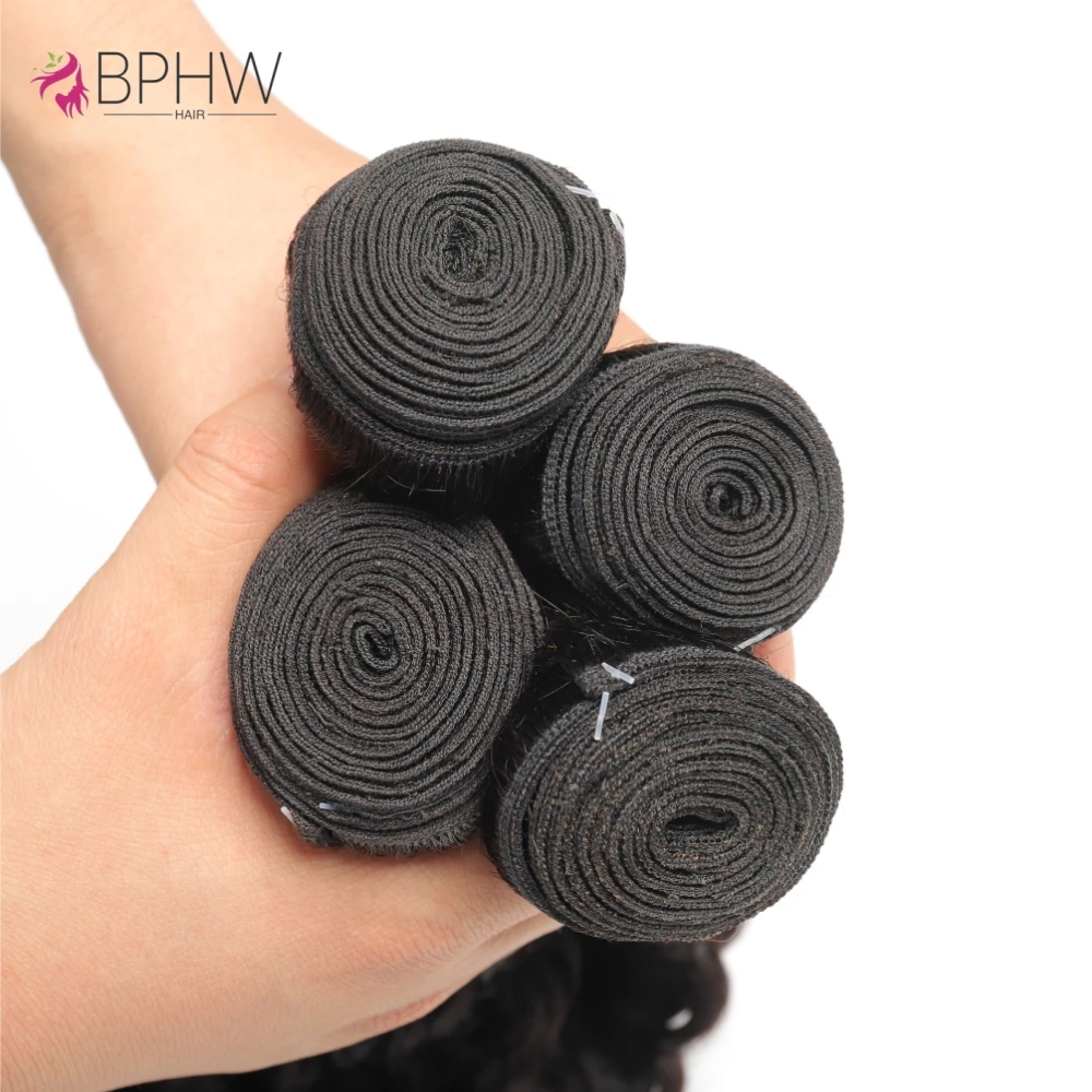 3 bundel dengan 13x4 rambut manusia Frontal 100% rambut Peru gelombang dalam untuk bundel wanita hitam dengan penutup rambut warna alami BPHW