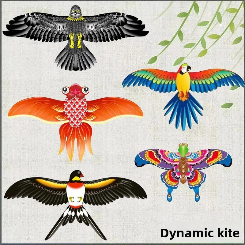 

New dynamic kite children's eagle swallow breeze easy to fly hand-held wings shaking rod flight