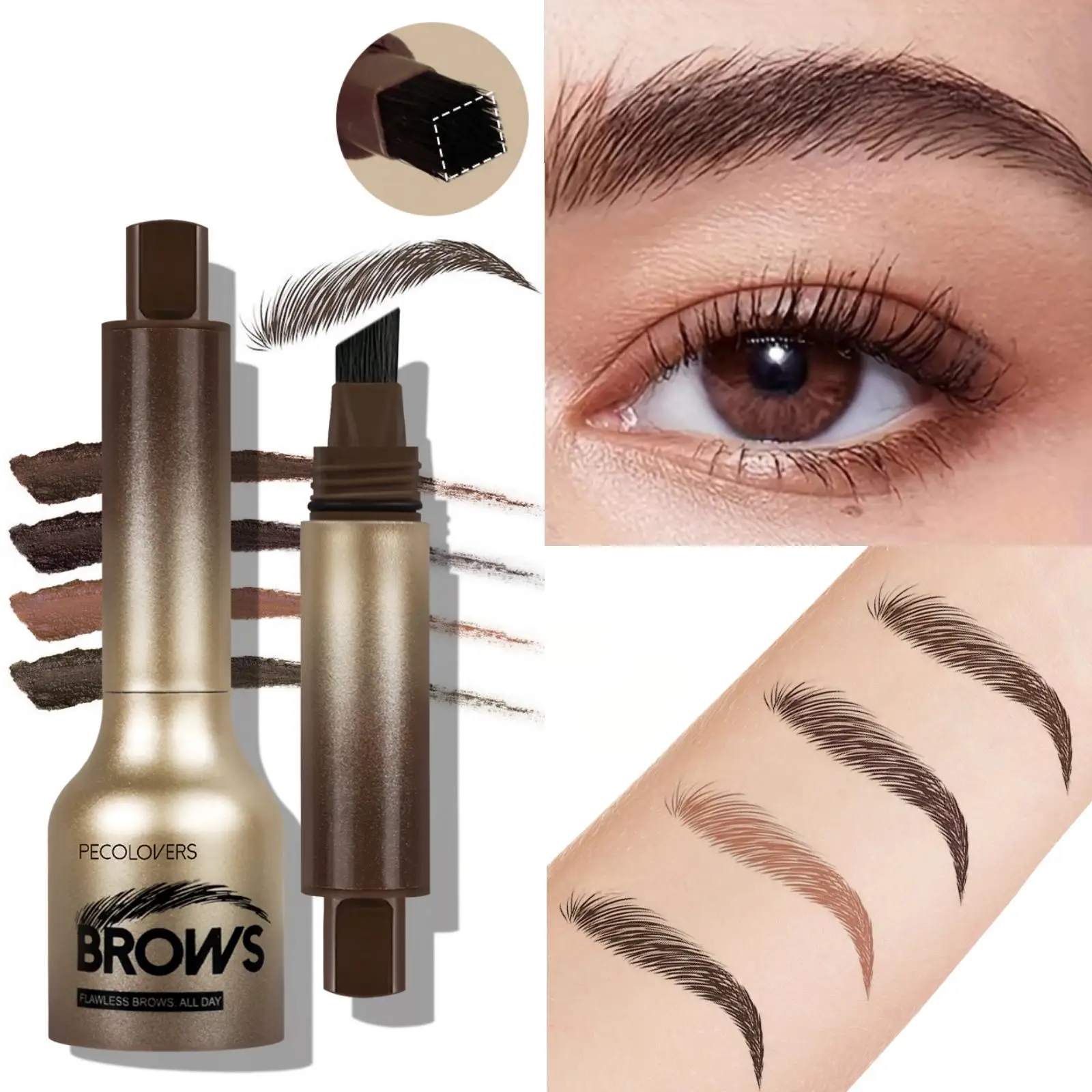 1 x wasserfest, langlebig, keine Make-up-Entfernung, dreidimensionaler 3D-Augenbrauenstift mit Druckfunktion, geeignet für das tägliche schnelle Make-up