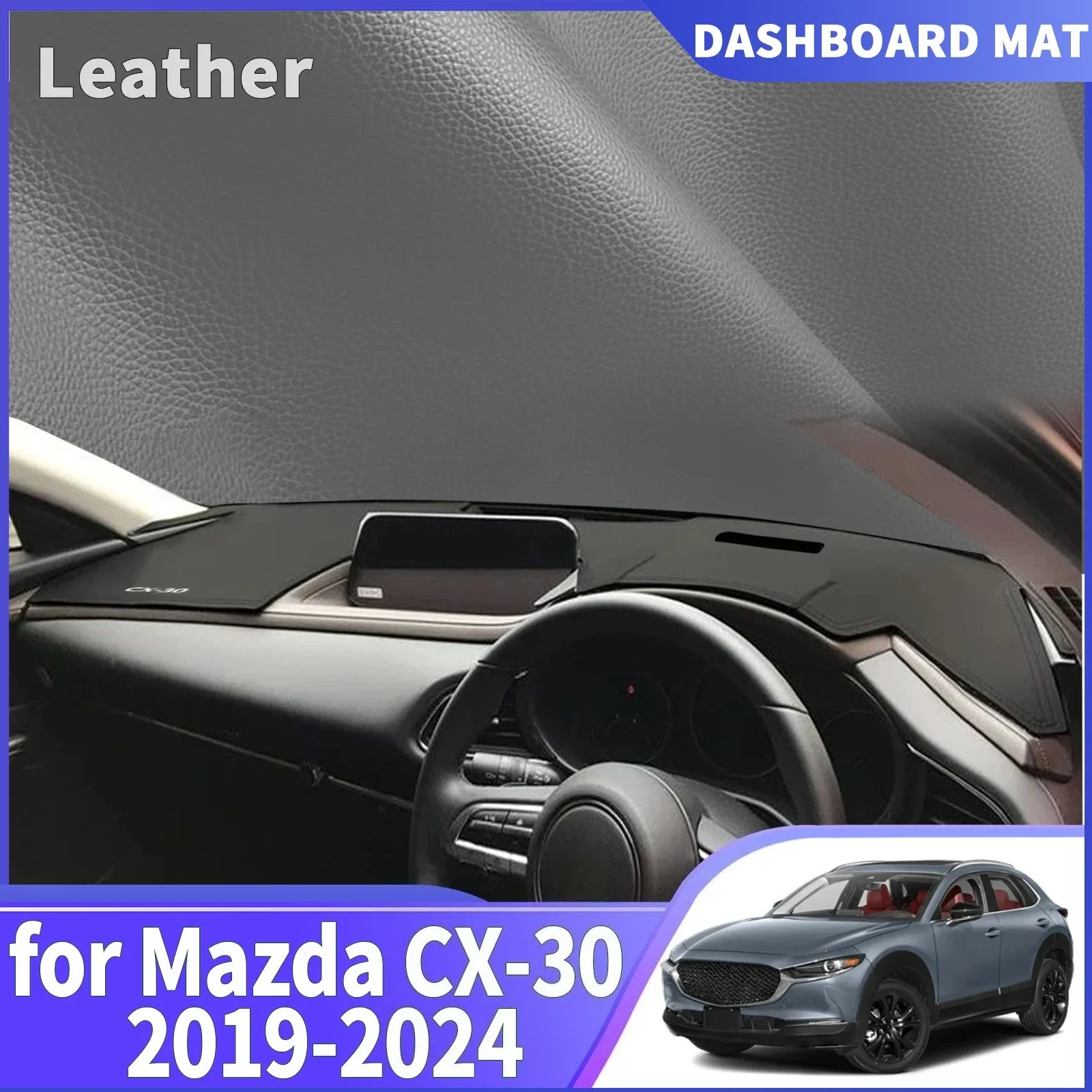 

For Mazda CX-30 CX30 2024 2023 2022-2019 Car DashMat Sunshade Dashmat Dashboard Cover Pad Protective Carpet Accessories