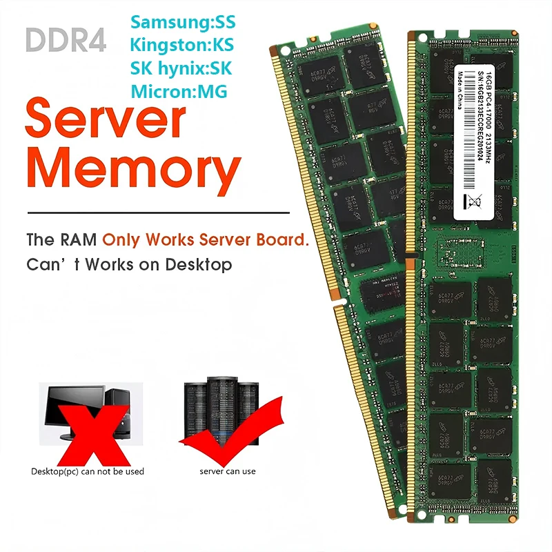 DDR4 64G Server Memory REG ECC PC4-2666V 2933 3200 2400 2133MHz RAM Support X99-DDR4 Motherboard