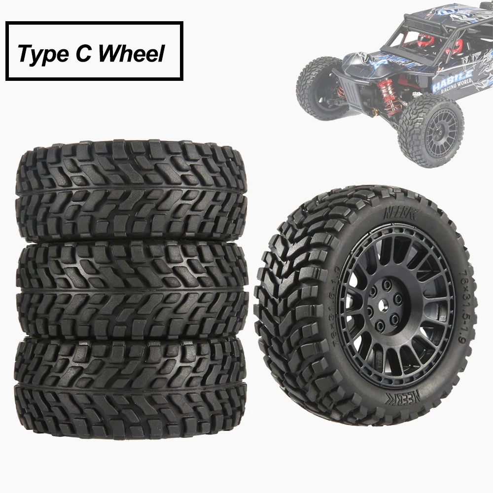NEEBRC 1,9 inch 75 mm off-road buggybanden wiel 12 mm zeskantnaven voor Wltoys 144001   1/12 1/14 1/10 Scx10 Traxxas Trx-4 Tamiya RC auto