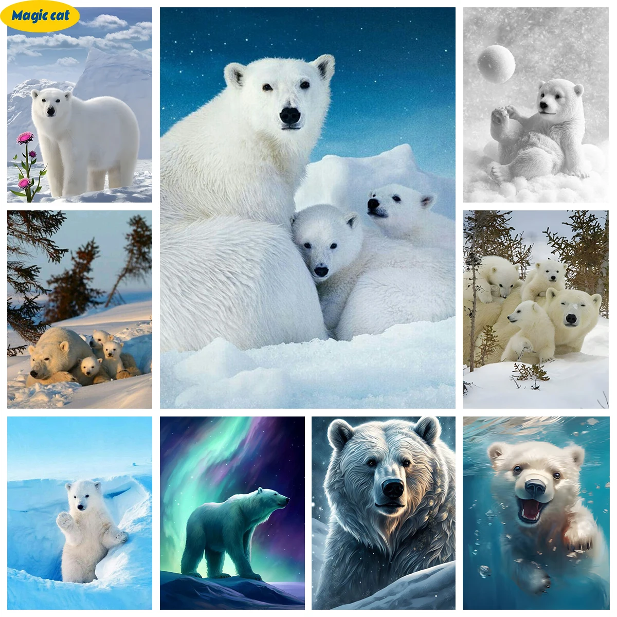 

Polar Bear 5D Diamond Painting Heavy Snow landscape Diy Diamond Embroidery Cross Stitch Animal Bedroom Living Room Wall Decor